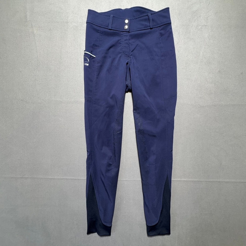 HKM Navy Blue Silicone Full Seat Equestrian Riding Breeches US 26 EU 38